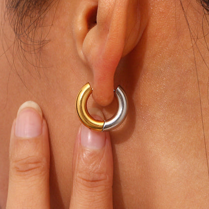 Ingrid Dual Tone Hoop øredobber