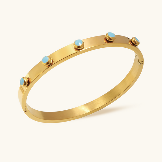 Aqua Stone Bangle Armbånd - Gull