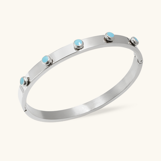 Aqua Stone Bangle Armbånd - Sølv 