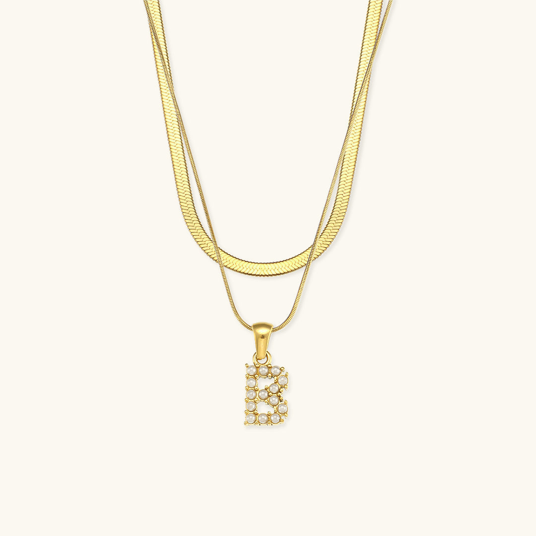 Fiona Layered Gold Initial Letter Halskjede