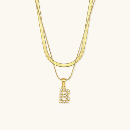 Fiona Layered Gold Initial Letter Halskjede