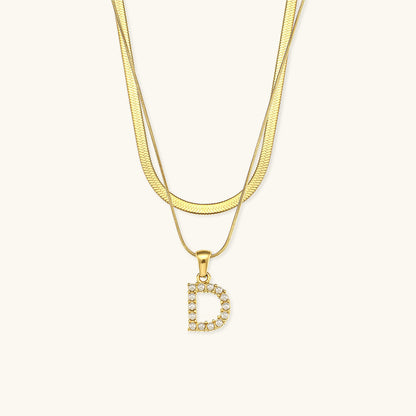 Fiona Layered Gold Initial Letter Halskjede