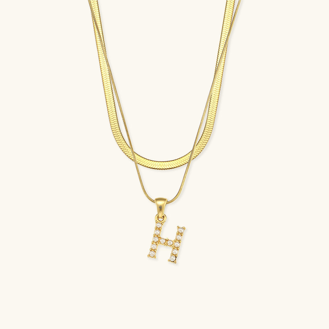 Fiona Layered Gold Initial Letter Halskjede