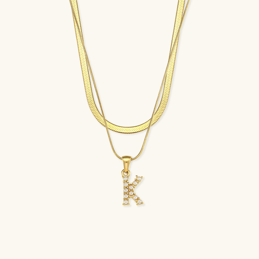 Fiona Layered Gold Initial Letter Halskjede