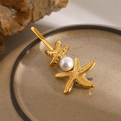 Twin Starfish Freshwater Pearl French Pin