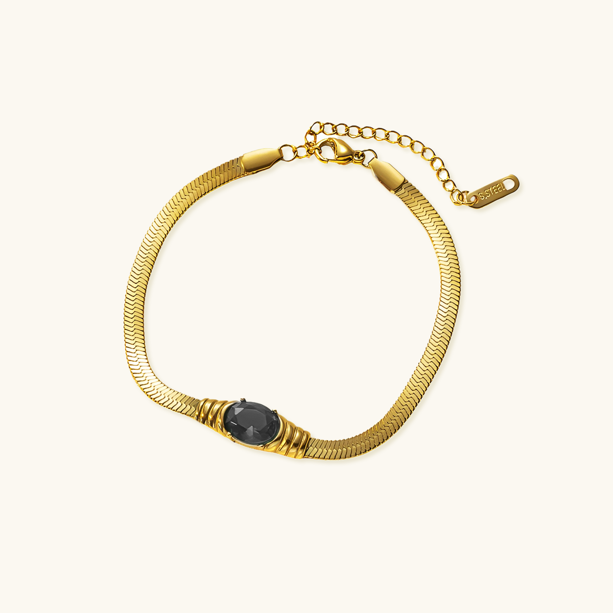 Onyx Gem Snake Chain Armbånd - Gull