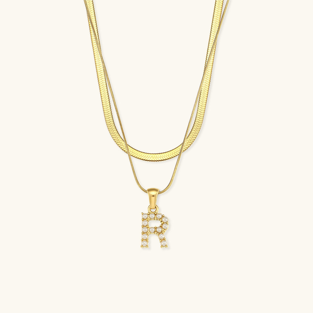 Fiona Layered Gold Initial Letter Halskjede