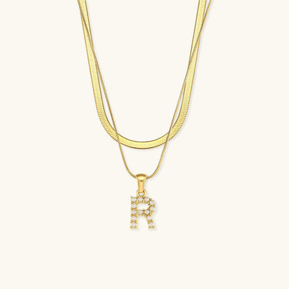 Fiona Layered Gold Initial Letter Halskjede